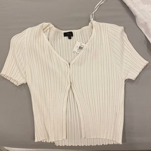 Ribbed, sexy, short sleeve white top